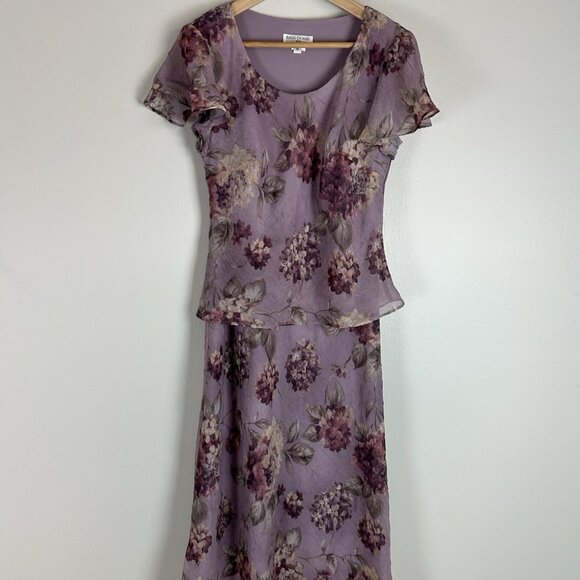 Women's Miss Dorby Vintage Maxi Dress Size 8 Rose Floral Crinkle Fairy Cottage - Picture 2 of 5